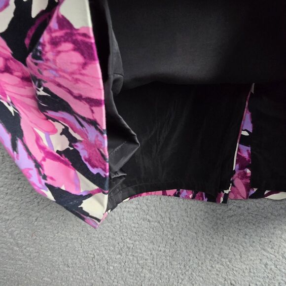 Talbots Dress Women 14 Pink Purple Floral Sheath Kick Pleat Spring Colorful - Picture 8 of 10